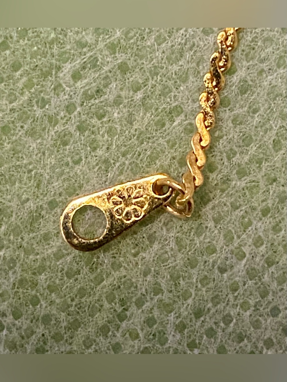 Gold tone Chain Necklace with Red Enamel Accents and Crystal - Picture 3 of 5